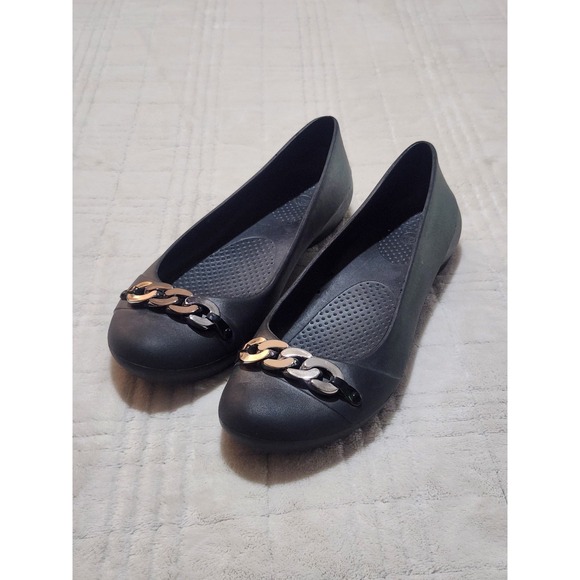 Crocs Women's Gianna Chain Link Blue Ballet Flats – Size 9 Silvertone  Accent - Picture 1 of 9